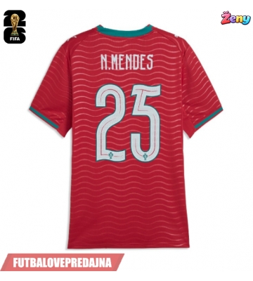 Lacne Ženy Futbalové dres Portugalsko Nuno Mendes #25 MS 2026 Krátky Rukáv - Domáci